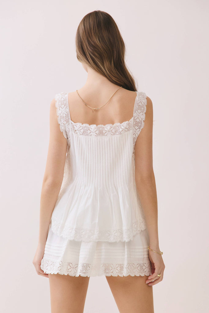 Lace Trim Tie Side Tank Top