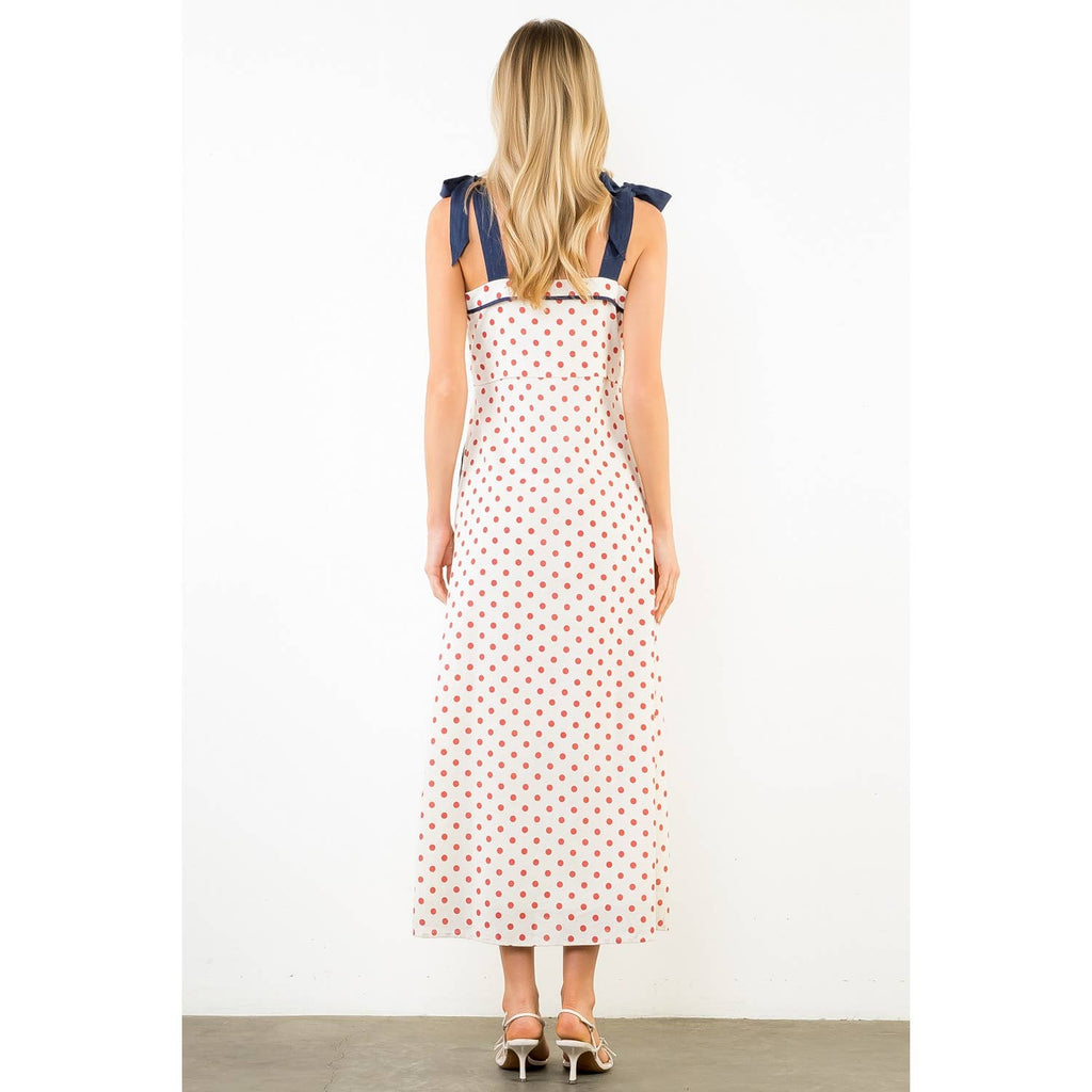 Tie strap polks dot dress