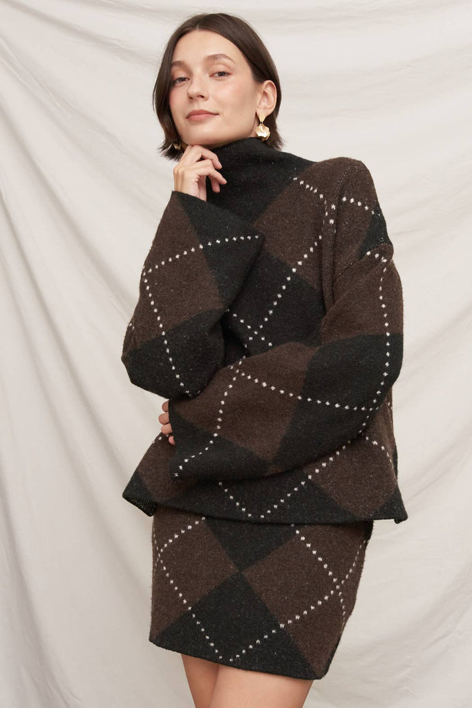 Argyle Turtleneck Sweater