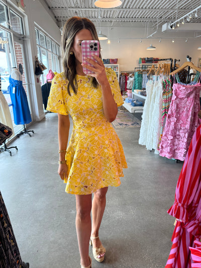 Yellow eyelet dress