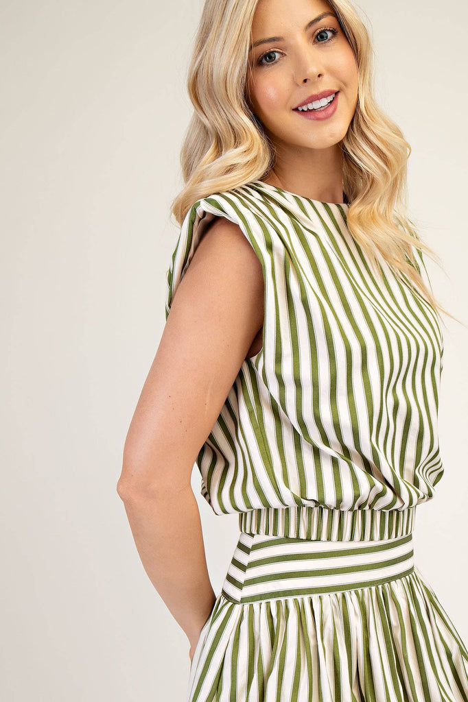 Stripe round neck top