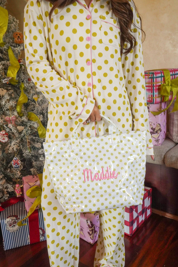 Chartreuse Polka Pajama Set