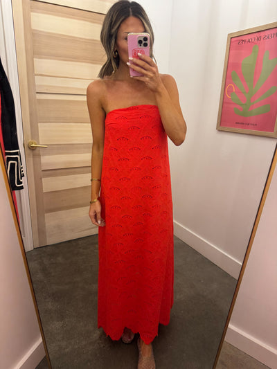 Red eyelet maxi