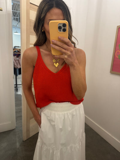 red sweater tank