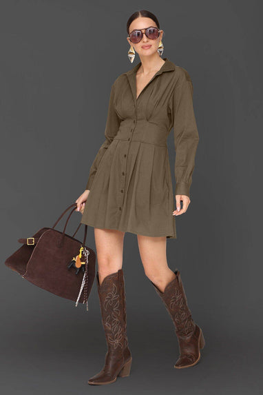 Cotton Corset Mini Shirtdress