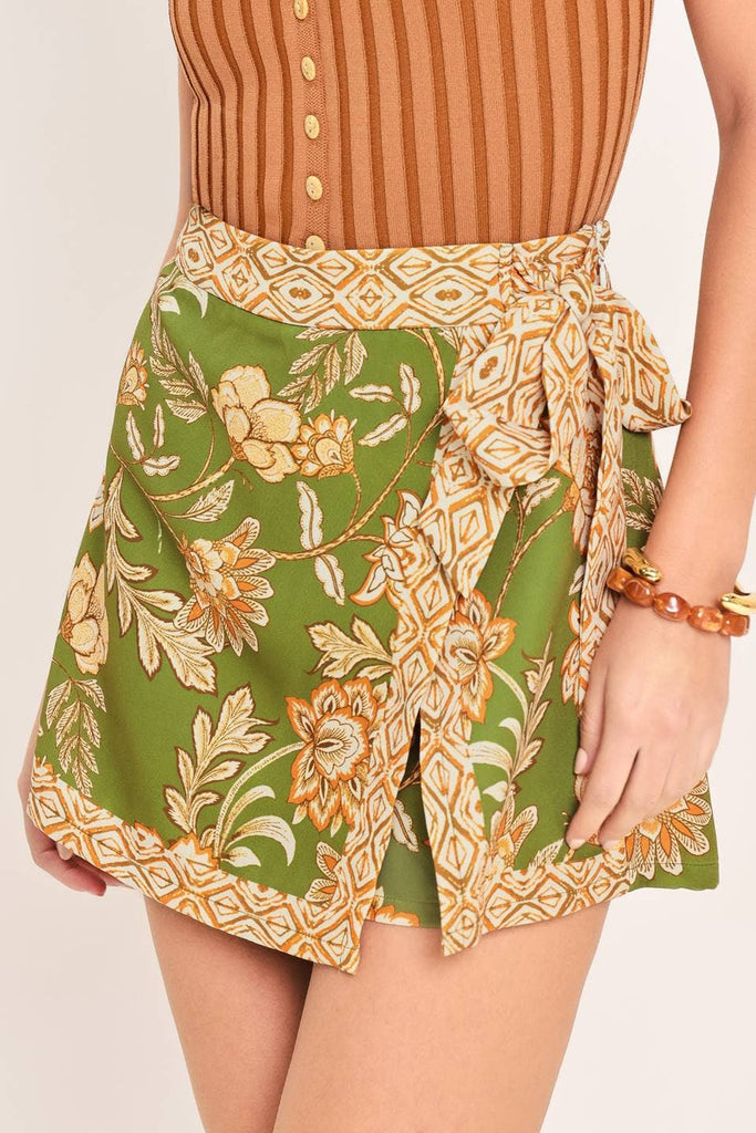 green floral skort