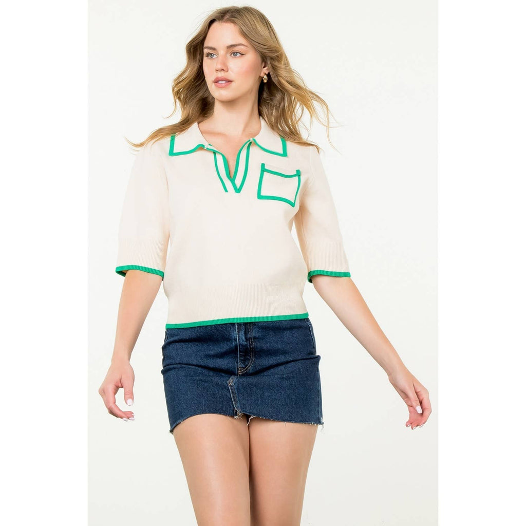 Veda Collared Knit Top