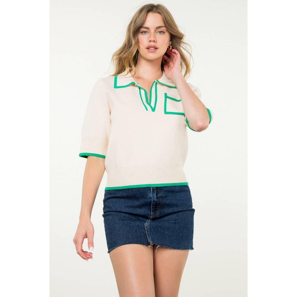Veda Collared Knit Top