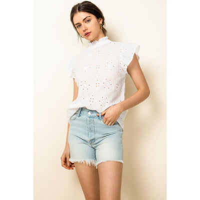 Mae white eyelet top