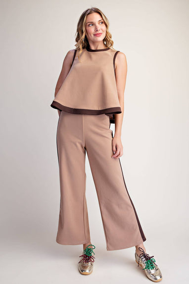 Contrast Swing Knit Pullover Top