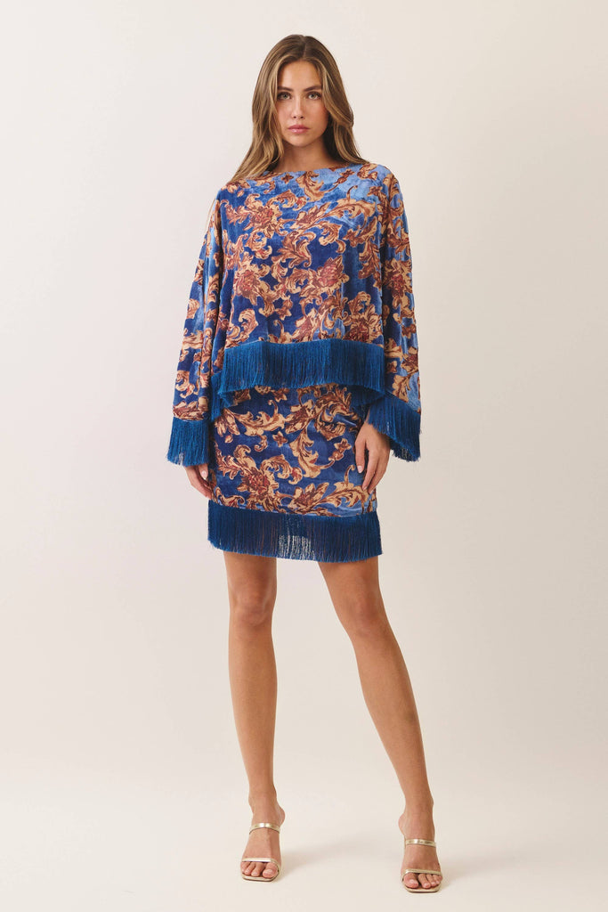 Shiloh fringe trim poncho top