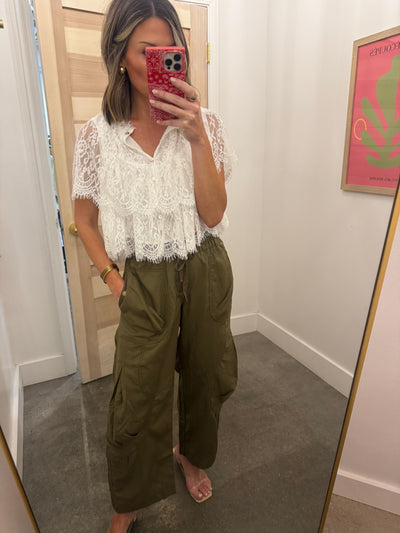 Olive wide leg cargo pant
