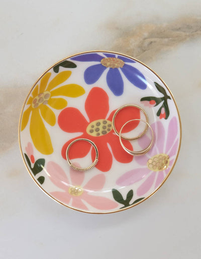 Primary Blooms Porcelain Trinket Dish