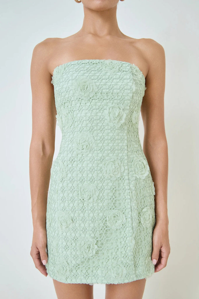 Floral strapless mini dress