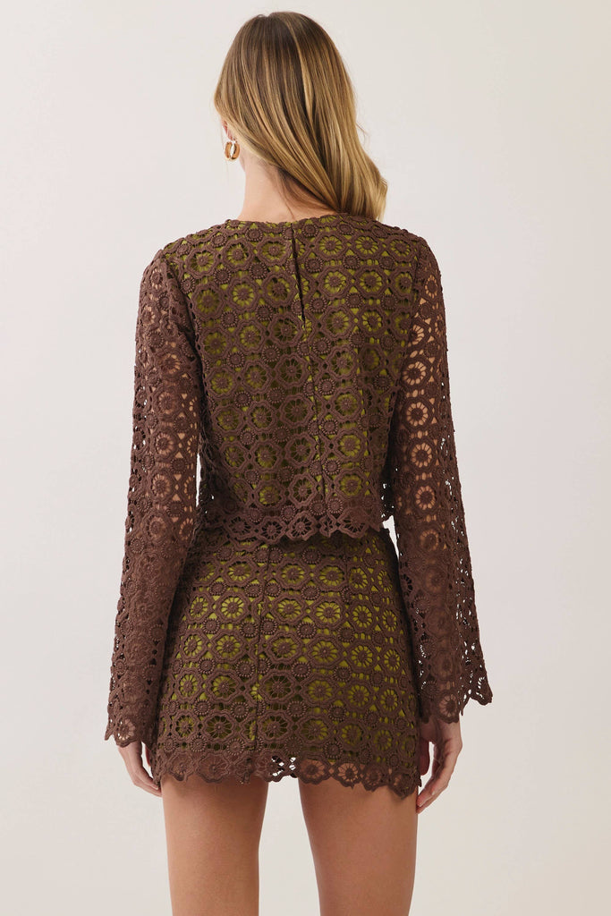 Brown crochet lace top