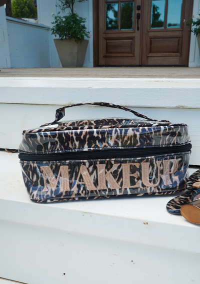 Makeup leopard Open Top Bag