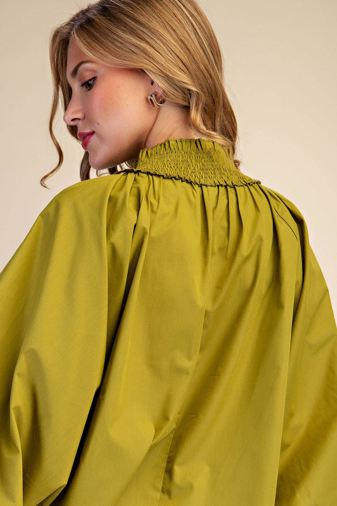 Lace Puff-Sleeve Voluminous Blouse