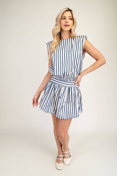 Stripe round neck top