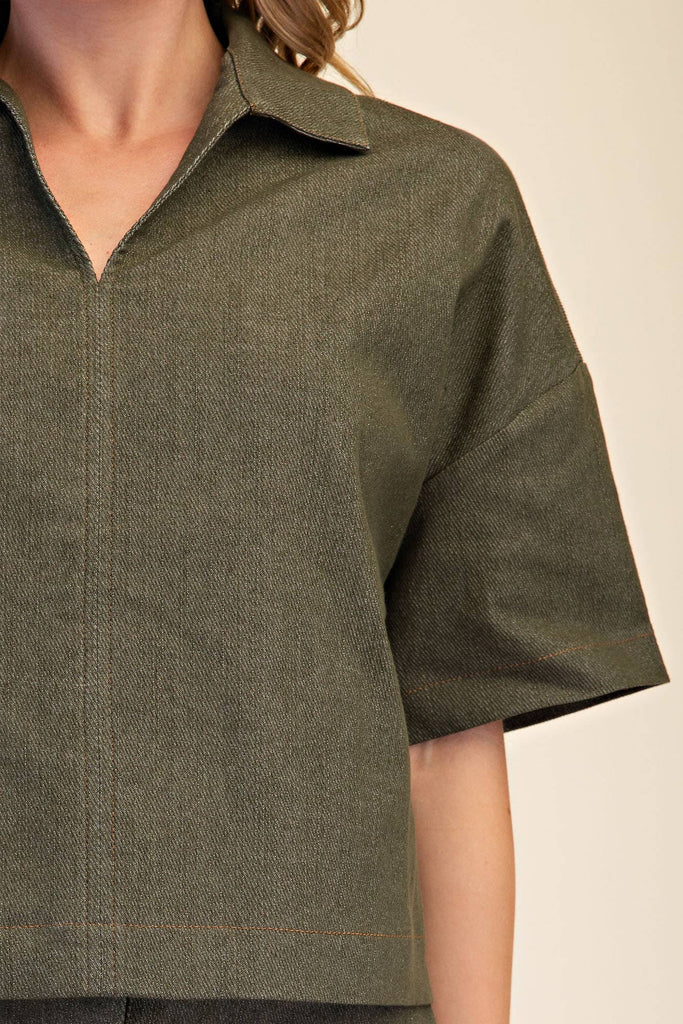 Olive Collar top