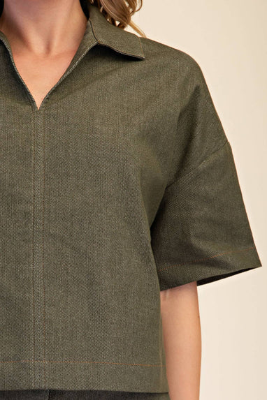 Olive Collar top