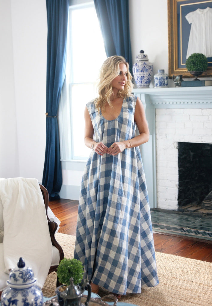 Blue buffalo check maxi