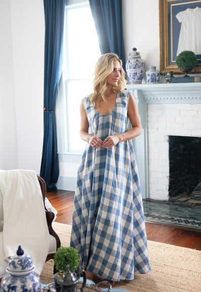 Blue buffalo check maxi