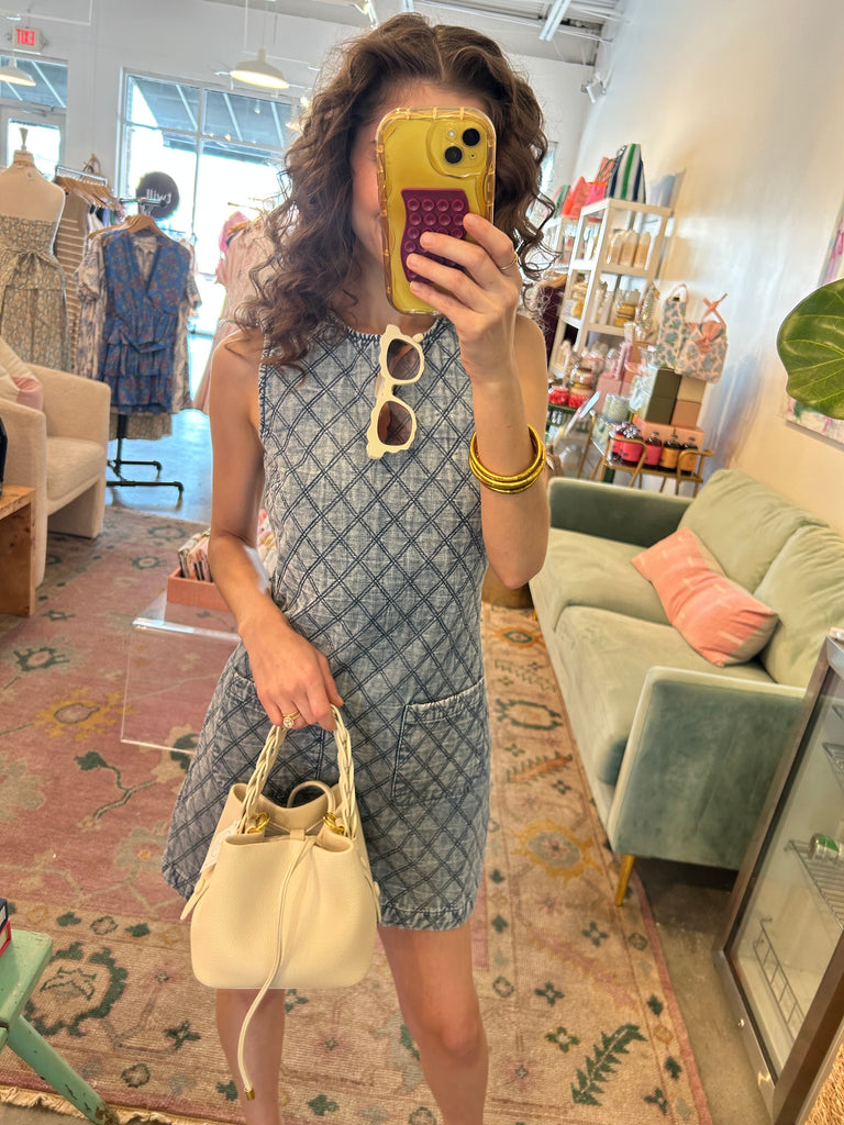 Denim quilted dress
