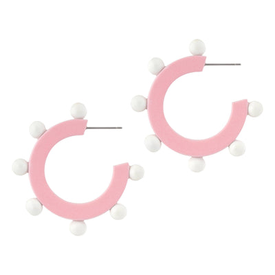 Pink and White Bead Hoops