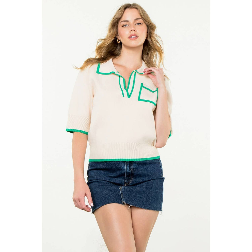 Veda Collared Knit Top