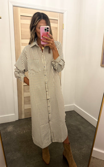 Clara stripe button maxi