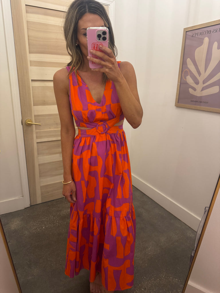 Geometric cutout maxi dress