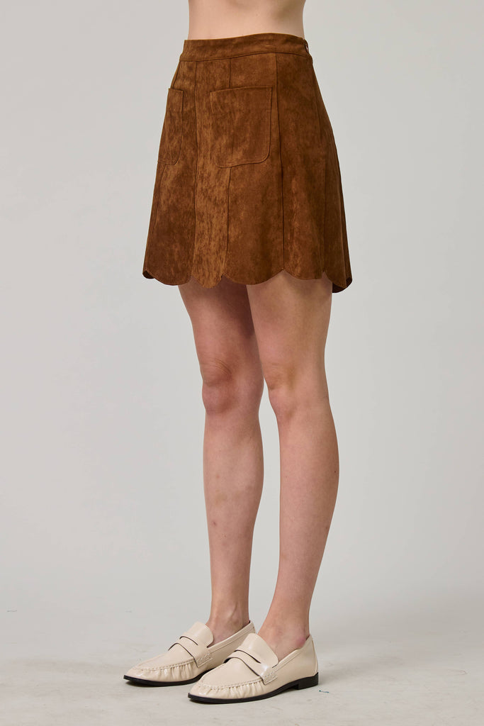 Sienna Scallop Suede Skirt
