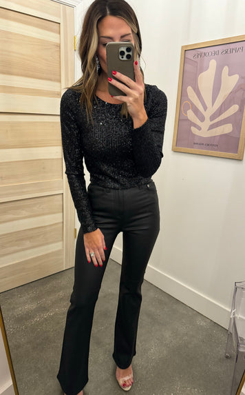 Aurora black sequin top