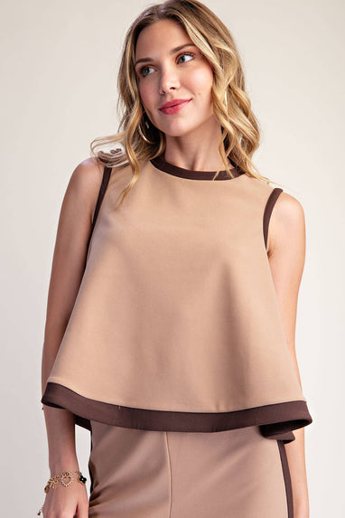 Contrast Swing Knit Pullover Top