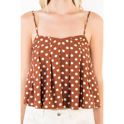 Polka Dot Pleated Top