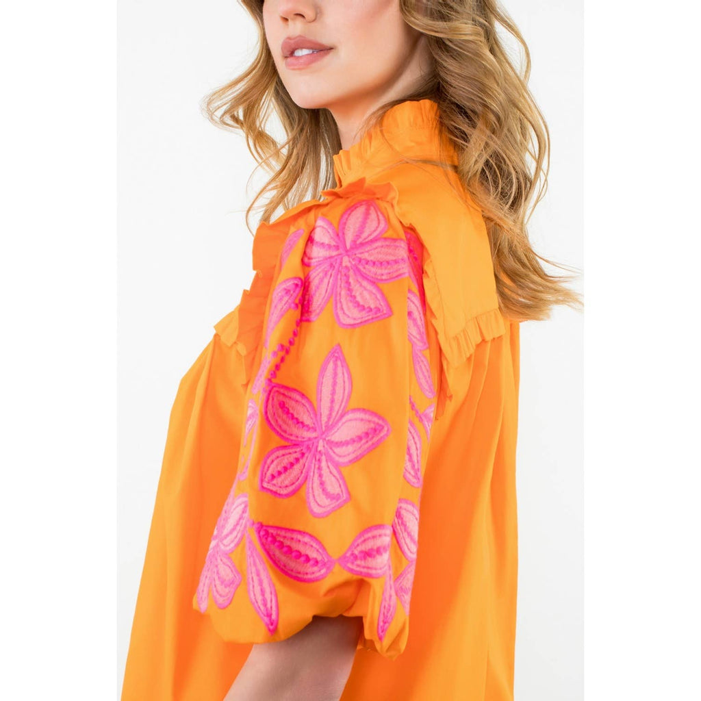 Brynn orange embroidered top