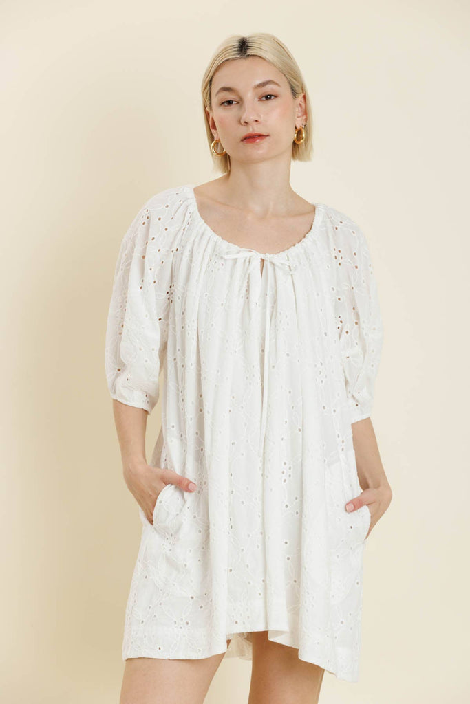COTTON EYELET ROMPER
