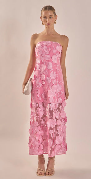 Pink floral emb maxi