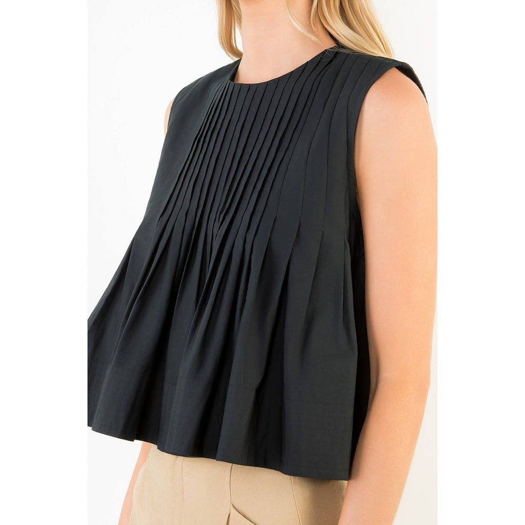 Sleeveless Pleated Top