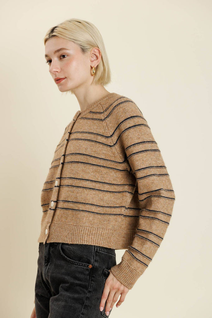 Camel striped cardigan