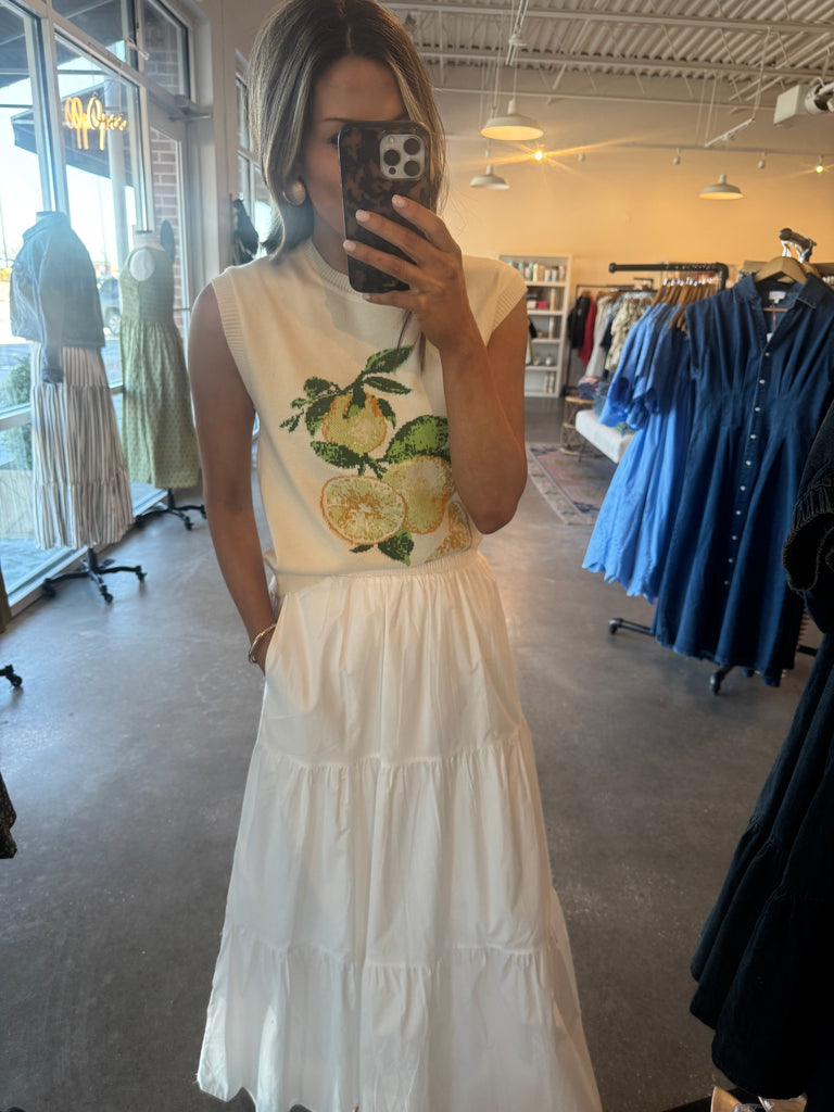 White poplin maxi skirt