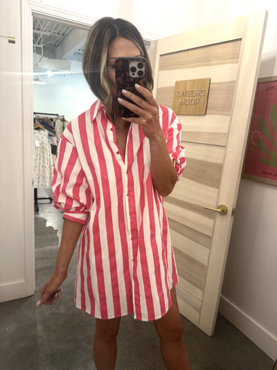 Big stripe shirt dress