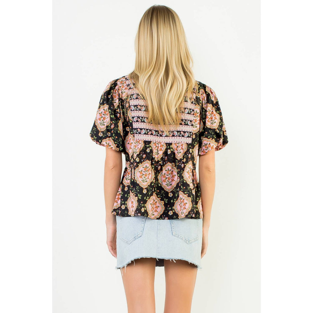 Puff Sleeve Babydoll Floral Top