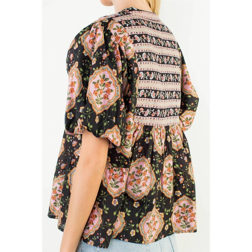 Puff Sleeve Babydoll Floral Top