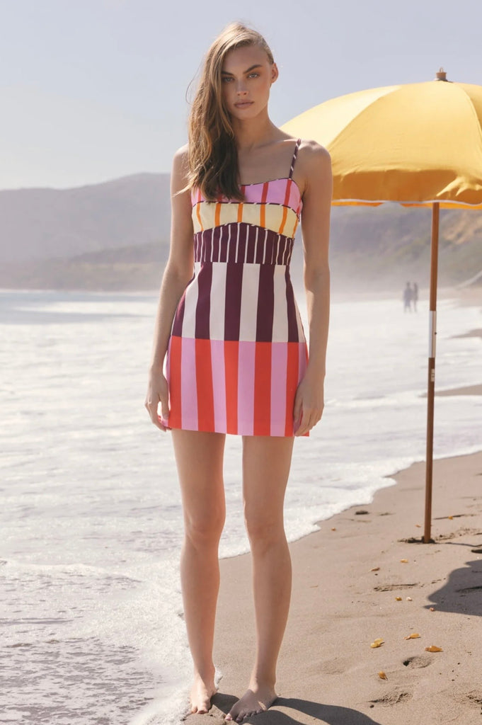 Stripe tie strap mini dress
