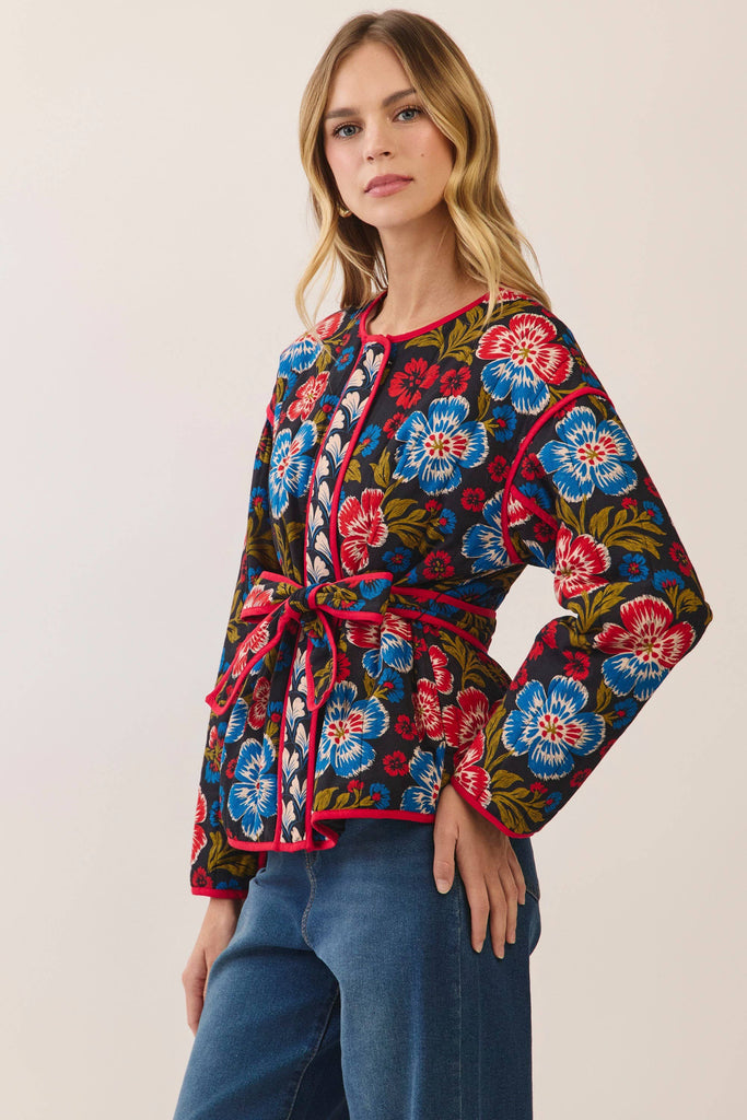 Floral belted jacket