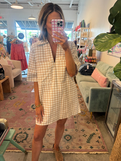 Check denim pocket dress
