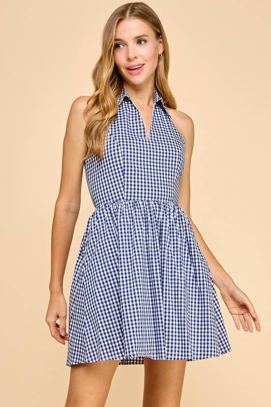 Gingham Halter Dress