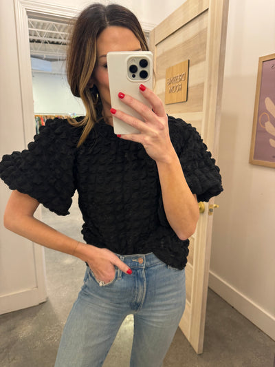 Darby puff sleeve textured top