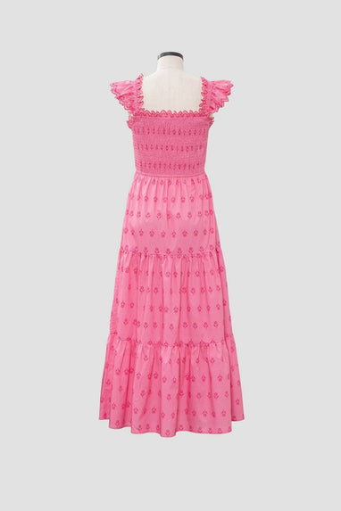 Pink smocked floral maxi